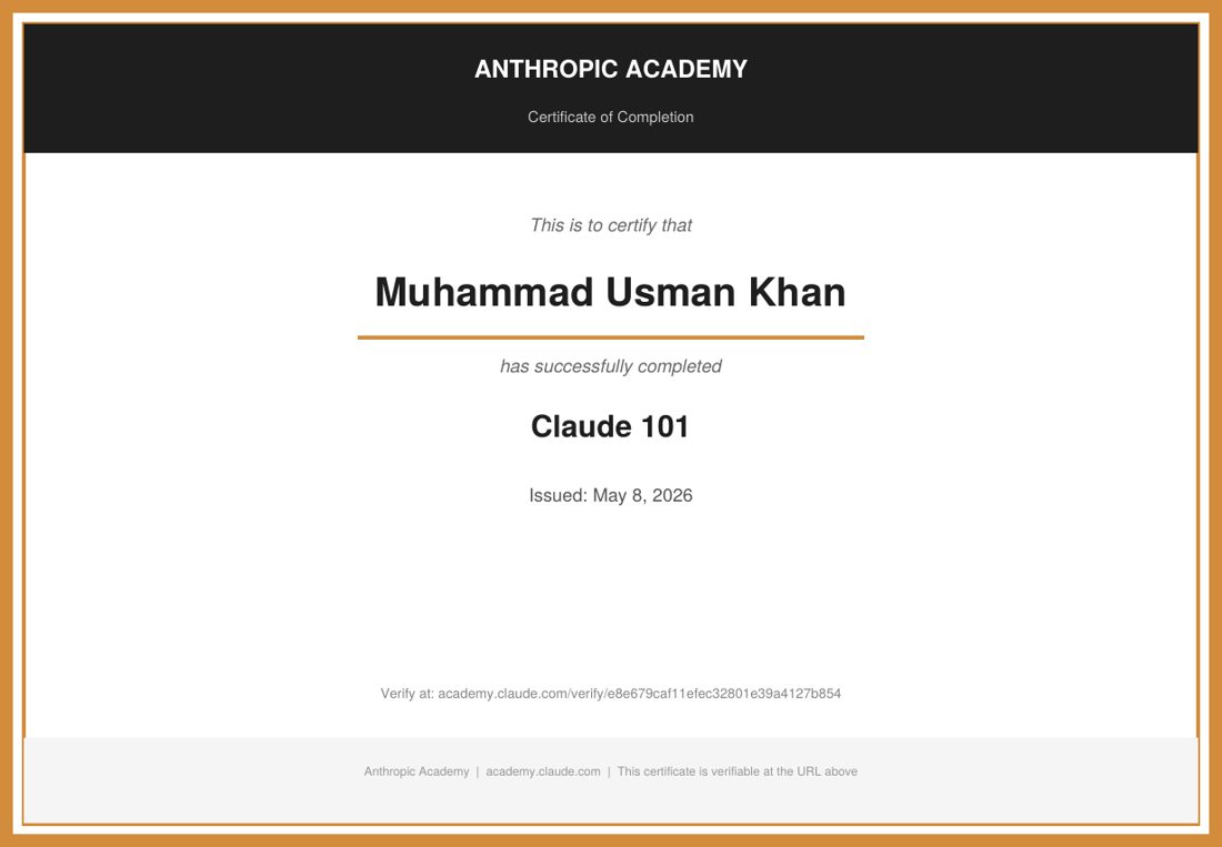 Claude 101 certificate