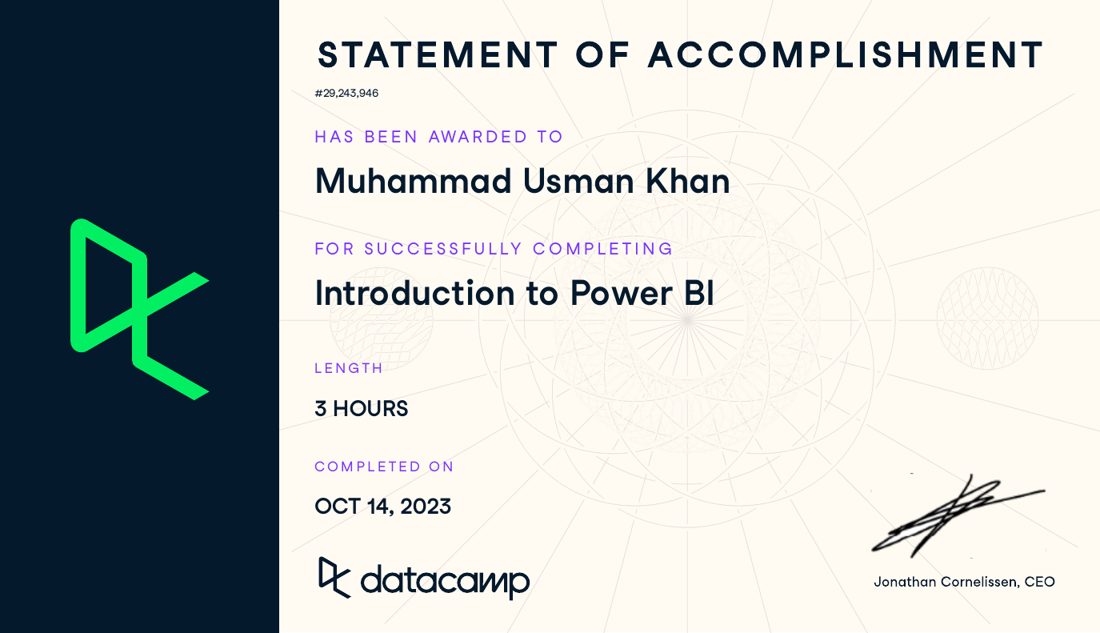 Introduction to Power BI certificate