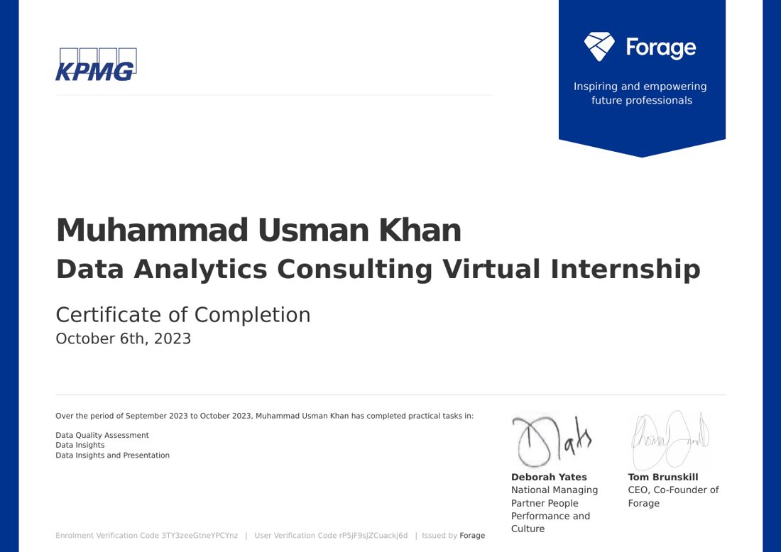KPMG · Data Analytics Consulting certificate