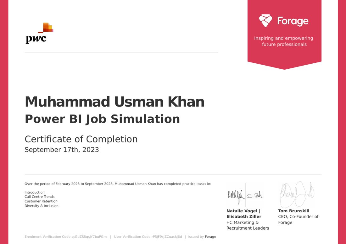 PwC Switzerland · Power BI certificate